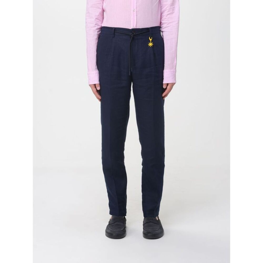 Manuel Ritz Men Linen Slim Fit Trousers With Drawstring Manuel Ritz